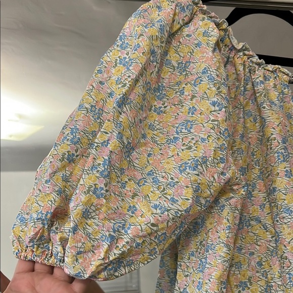 For Love & Lemon floral Puff Sleeve babydoll mini Dress XS - Picture 4 of 11